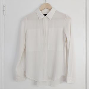 Theory off white 100% silk shirt